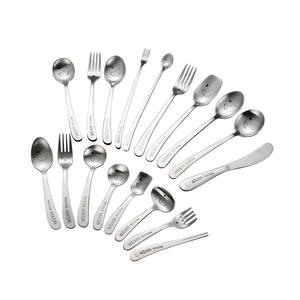 Juego de cubiertos infantiles de mimbre con diseño de cara sonriente, de acero inoxidable 304, apto para alimentos, para niños. - Product Image 2