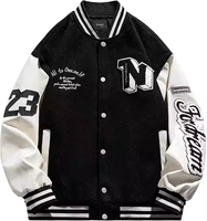Blouson universitaire personnalisé en polaire avec manches en cuir pour homme, style baseball, col côtelé à boutons-pression, vente en gros