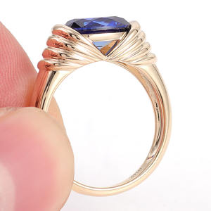 Anello da Matrimonio con Zaffiro Blu in Stile Indiano con Castone a Lunetta per Uomo in Oro 10k 14k 18k da Fabbrica Cinese - Product Image 4