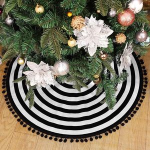 Falda Moderna para Árbol <span class=keywords><strong>de</strong></span> <span class=keywords><strong>Navidad</strong></span> con Rayas Blancas y Negras, 18/24/36/48 Pulgadas, Decoración Rústica para Halloween y Festividades, Directo <span class=keywords><strong>de</strong></span> Fábrica - Product Image 2