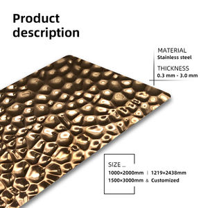 Aisi 304 Feuille de texture métallique martelée en acier inoxydable à revêtement PVD argenté Métaux et produits métalliques de haute qualité - Product Image 2