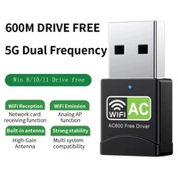 Adaptador WiFi USB de Doble Banda de 600 Mbps y 2.4 GHz/5.8 GHz sin Controladores, Receptor Inalámbrico para PC de Escritorio y Portátil