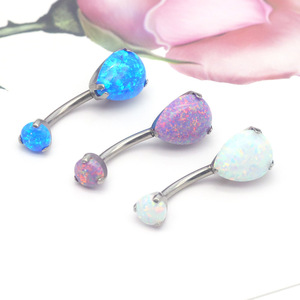 Anneau de nombril en titane en forme de goutte d'eau avec serti à griffes, bijou de nombril pour femme, cadeau, ornement de piercing en forme de U - Product Image 2
