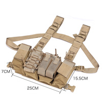 Gilet tactique de combat multi-poches réglable et détachable avec système MOLLE, porte-chargeurs en nylon