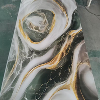 Panneau mural d'art 3D personnalisé, panneaux en PVC pour mur, effet brillant doré de luxe, panneau en marbre brillant UV