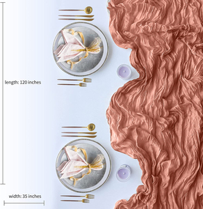 Brick <strong>Red</strong> <strong>Table</strong> <strong>Runner</strong> 10Ft Rustic Gauze <strong>Table</strong> <strong>Runner</strong> 120 Inches Boho Tablecloth for Wedding Bridal - Product Image 2