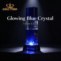 Trophée en cristal bleu, colonne de diamant gravée au laser 3D, plaque en cristal personnalisée pour la reconnaissance des employés, cérémonie annuelle d'entreprise