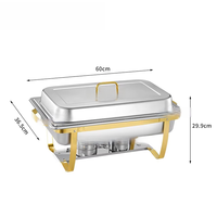 Gewerbliche Catering-Ausrüstung Restaurant 11L Silber Buffet Speisenwärmer Modernes Design Gold Rechteckige Chafing Dishes