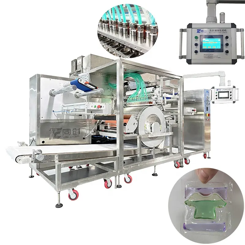 TC Customized High Capacity Packaging Machine Full Automatic PVA Water Soluble Film Laundry Detergent Pod Making Packing Machine