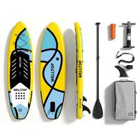 Planche de paddle gonflable tout usage OEM Shandong 335*84*15CM en EVA/PVC écologique portable avec 3 ailerons pour lacs et rivières
