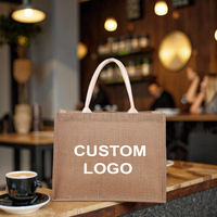 Sac fourre-tout en jute réutilisable à motif de dessin animé, avec fermeture éclair et logo personnalisé – Offre Spéciale