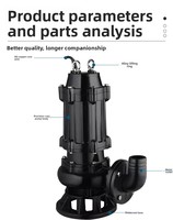 Pompe submersible WQ OEM pour eaux usées, en fonte ductile anti-colmatage, 2HP-10HP, contrôle entièrement automatique pour le drainage des égouts municipaux