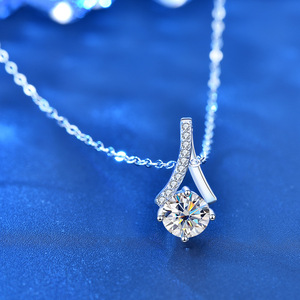 SD เครื่องประดับสำหรับงานแต่งงานที่ดีเครื่องประดับสำหรับผู้หญิงสร้อยคอจี้925เงินสเตอร์ลิงประกายเพชรโมอิสซอไนต์ตัดทรงกลม1กะรัต - Product Image 3