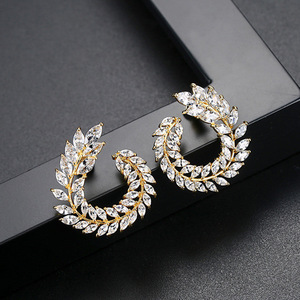 Pendientes de oreja de <span class=keywords><strong>trigo</strong></span> con incrustaciones de latón, pendientes de circón, accesorios de oreja de viaje de gama alta a la moda para mujer - Product Image 6
