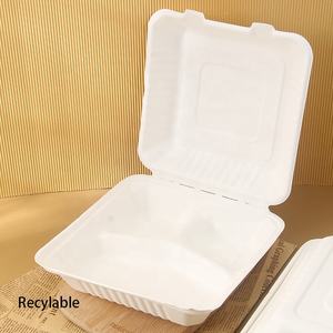 Wholesale Biodegradable <strong>Lunch</strong> Disposable 3 Division Food Custom Burger Bagasse Takeaway Microwave Fast Food Bagasse Box - Product Image 5