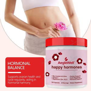 Aeglewell Happy <span class=keywords><strong>Hormones</strong></span>, 120 капсул, мио-инозитол, D-хиро-инозитол, для регулирования овуляции, гормонального баланса, 30 порций - Product Image 4