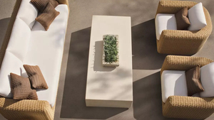 Sofá de mimbre para exteriores, resistente a la intemperie, con diseño envolvente, para proyectos de terrazas de villas de alta gama. - Product Image 6