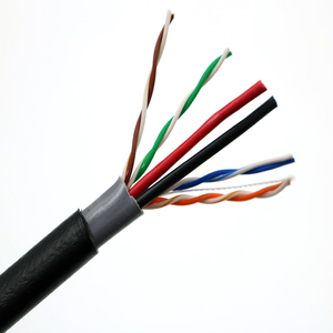 Cable de red Cat5 Cat5e para exteriores Siamés 4PR/2pr 24awg Cctv Cable con potencia 100M - Product Image 1