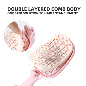 แปรงหวีผมแบบพับได้ ช่วยสางผมไม่พันกัน ซี่หวีกว้าง พกพาสะดวก ใช้ได้ทั้งแบบเปียกและแห้ง พร้อมแผ่นทำความสะอาดตัวเอง - Product Image 3