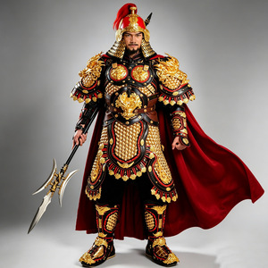 Chinesischer TangSongera Herren-Goldrüstungs-Historie-Kostüm, Ganzkörper-Krieger-Rüstung für Bühnenauftritte, Film/TV - Product Image 3