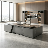 Bureau de direction moderne de luxe en gros avec plateau en bois, cadre métallique et armoire latérale – Mobilier de bureau commercial pour PDG et managers
