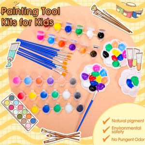 Juego de Mini tiras de pintura acrílica lavables promocionales populares, 12 tiras de pintura rellenas en 12 colores, 12 pinceles, 6 paletas de mezcla - Product Image 6