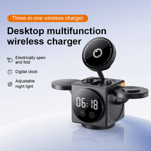 <span class=keywords><strong>Chargeur</strong></span> de téléphone <span class=keywords><strong>sans</strong></span> <span class=keywords><strong>fil</strong></span> magnétique 3 en 1, <span class=keywords><strong>chargeur</strong></span> de voyage pliable rapide, station de charge pour téléphone, écouteurs, montre connectée - Product Image 3