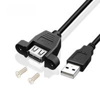 Câble d'extension USB 2.0 de 1 m avec verrouillage par vis, montage sur panneau, type A mâle vers type A femelle