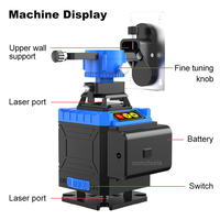 Niveau laser rotatif à 360 degrés 4d auto-nivelant rotatif 16 lignes outil vert mini niveau laser de construction
