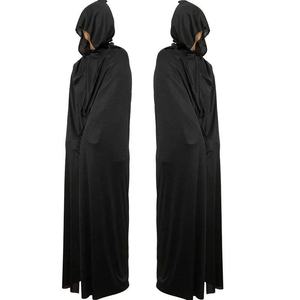 Cape à capuche noire pour adulte Halloween, longue cape de sorcier vampire pour fête et performance scénique - Product Image 1