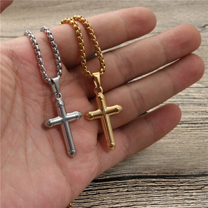 <b>Cross</b> Pendant Necklace Zinc Alloy Gold Plated For Men Women Couples Gift Jewelry - Product Image 2