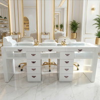 Table de manucure professionnelle pour ongles longs et ensemble de 3 chaises, table de manucure moderne pour salon de beauté avec collecteur de poussière