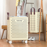 Panier de rangement à linge pliable organisateur de poubelle panier de rangement à linge en plastique pliable Durable avec roues de poignée de transport