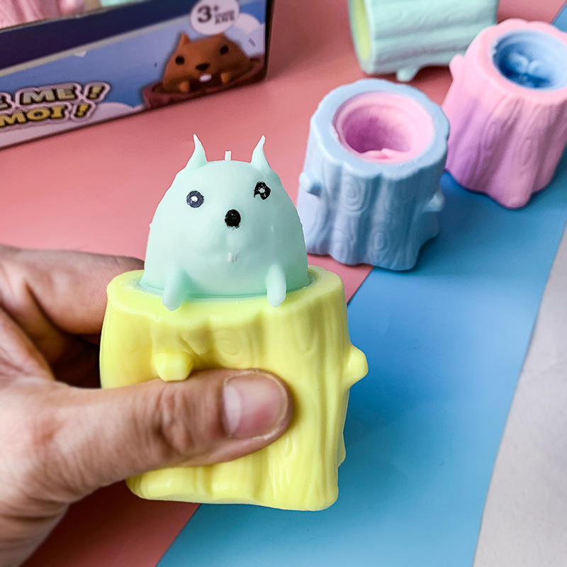 Squishy Squeeze Popper Fidget Toy Cup Decompression Evil Squirrel Toys for Kids in Vending Machines