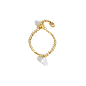 Anello Elegante J&D Design Originale con Zirconi Cubici, Placcato Oro 18K in Acciaio Inossidabile, Forma Rotonda o Quadrata, Regolabile con Cordoncino - Product Image 4