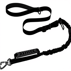 Laisse tactique pour chien robuste 4-6 pieds, réfléchissante, anti-traction, avec bungee, personnalisable en cuir, confortable pour animaux de taille moyenne et grande - Product Image 1