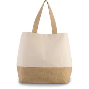 Borsa shopper in cotone e iuta, merchandising sostenibile - Product Image 1