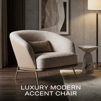 Fauteuil minimaliste moderne de luxe - Fauteuil d'appoint incurvé avec un mélange de tissu et de cuir et pieds en métal doré pour salon, hôtel