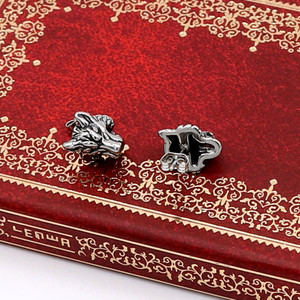 Yunnique – boucles d'oreilles tête de loup en acier titane, bijoux tibétains en argent pour hommes et femmes, Design Unique et à la mode - Product Image 3