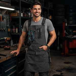 Tablier de travail pliable en toile cirée imperméable pour charpentier et constructeur, robuste, avec poches multifonctions - Product Image 1