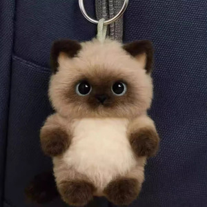 Заводская изготовленная на заказ PP Хлопок Мягкие игрушки животные пушистый сиамский Кот плюшевый брелок сумка кулон аксессуары Шарм кукла - Product Image 5