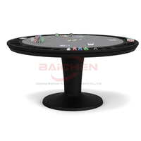 Table de poker longue en bois massif BCP-02 à 8 joueurs avec table de poker LED Table de poker classique personnalisée de luxe