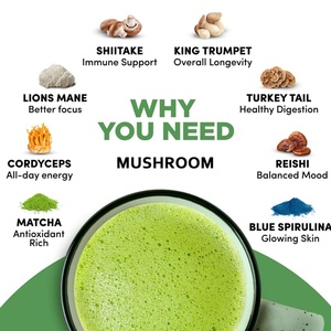 Café Matcha Bio Mélangé 100% avec Super Champignons Énergisants, Énergie Saine, Grains d'Arabica Instantanés, Extraits Végétaux et Champignons Reishi - Product Image 4