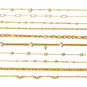 طقم قلادة ERESI مطلي بالذهب عيار 18 قيراط مقاوم للصدأ، تصميم بوهيمي جديد قابل للتكديس مع حلية صغيرة متدلية من الزركون - Product Image 5