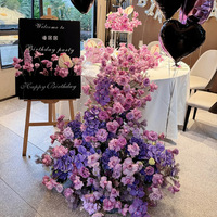 Fleur artificielle en soie, cascade de fleurs colorées, fleur de table, décorations de mariage, ornements de scène de fiançailles, fête d'anniversaire