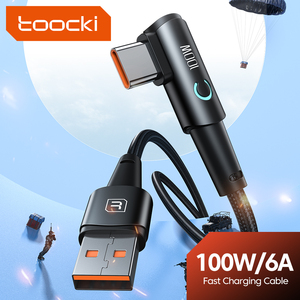 Toocki Right-Angle 6A Nhanh Chóng Sạc 100W <span class=keywords><strong>USB</strong></span> Loại C Cáp Nhanh Chóng Sạc 90 Độ Khuỷu Tay Cáp Dữ Liệu Cho Chơi Game - Product Image 2