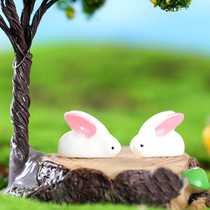 Simulated White Rabbit Resin Figurine <b>Miniatures</b> Mini Big Ears Bunny Charm Ornaments for Landscape Decorations DIY Accessories - Product Image 6