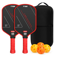 Raket Pickleball Serat Karbon T700 Profesional Ringan Inti Polimer Sarang Lebah Ofensif untuk Luar Ruangan Grosir