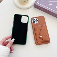 Pour iphone 14/15/16/17 Series Lychee Pattern Card case Phone case Solid Color Trendy Phone case with a Small Bag to Coins