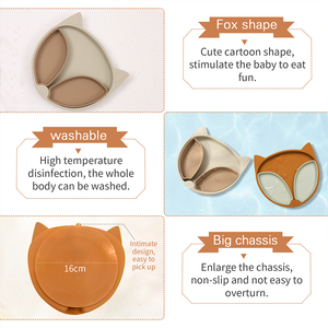 Adorable assiette en silicone avec ventouse pour bébé, séparateurs amovibles pour bébés et tout-petits - Product Image 6